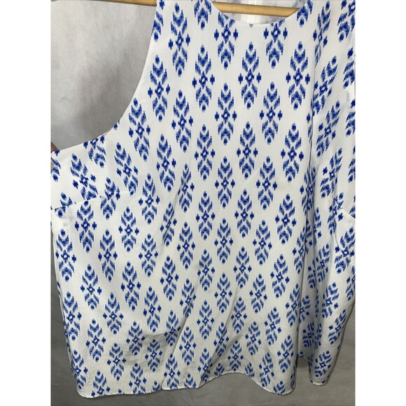 Joie Sleeveless Silk Blouse Size M White Blue - Picture 6 of 9